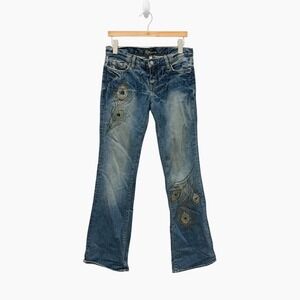 Vintage Y2K Bebé Boho Carmen Peacock Flare Jeans Women's Size‎ 29